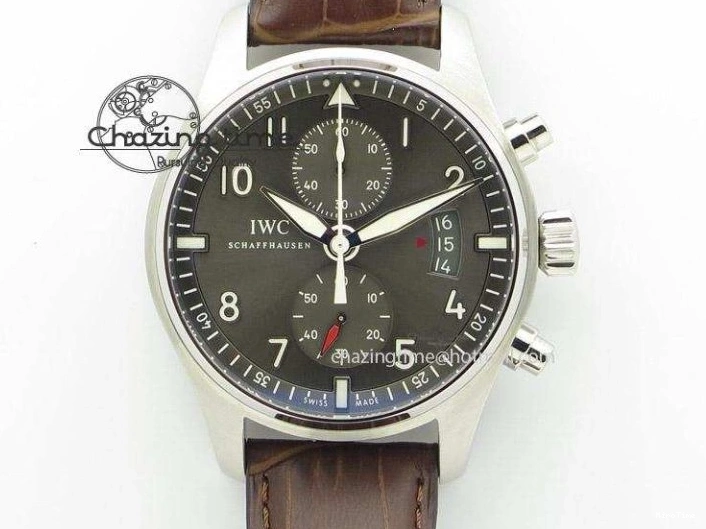 MIROTIME 0723 Pilot Chrono SS IW387809 ZF 1:1 Best Edition Silver Dial Blue Numbers On Blue Leather Strap A Lightweight 7263
